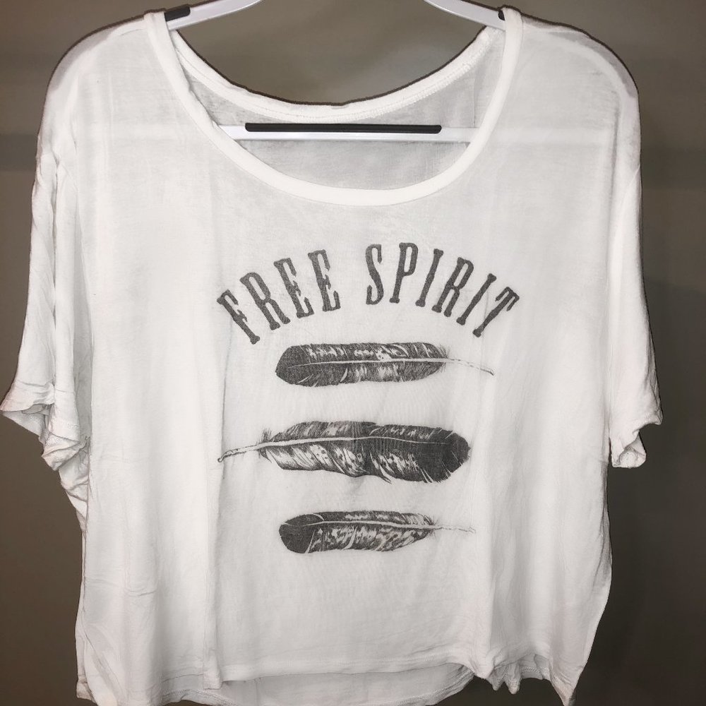 White Cropped Graphic T-Shirt